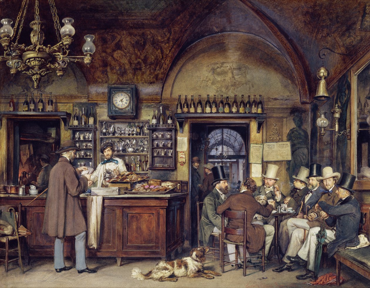 Het Griekse Café in Rome, 1856 door Ludwig Passini