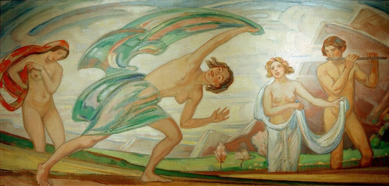 Lente met dansers door Ludwig von Hofmann
