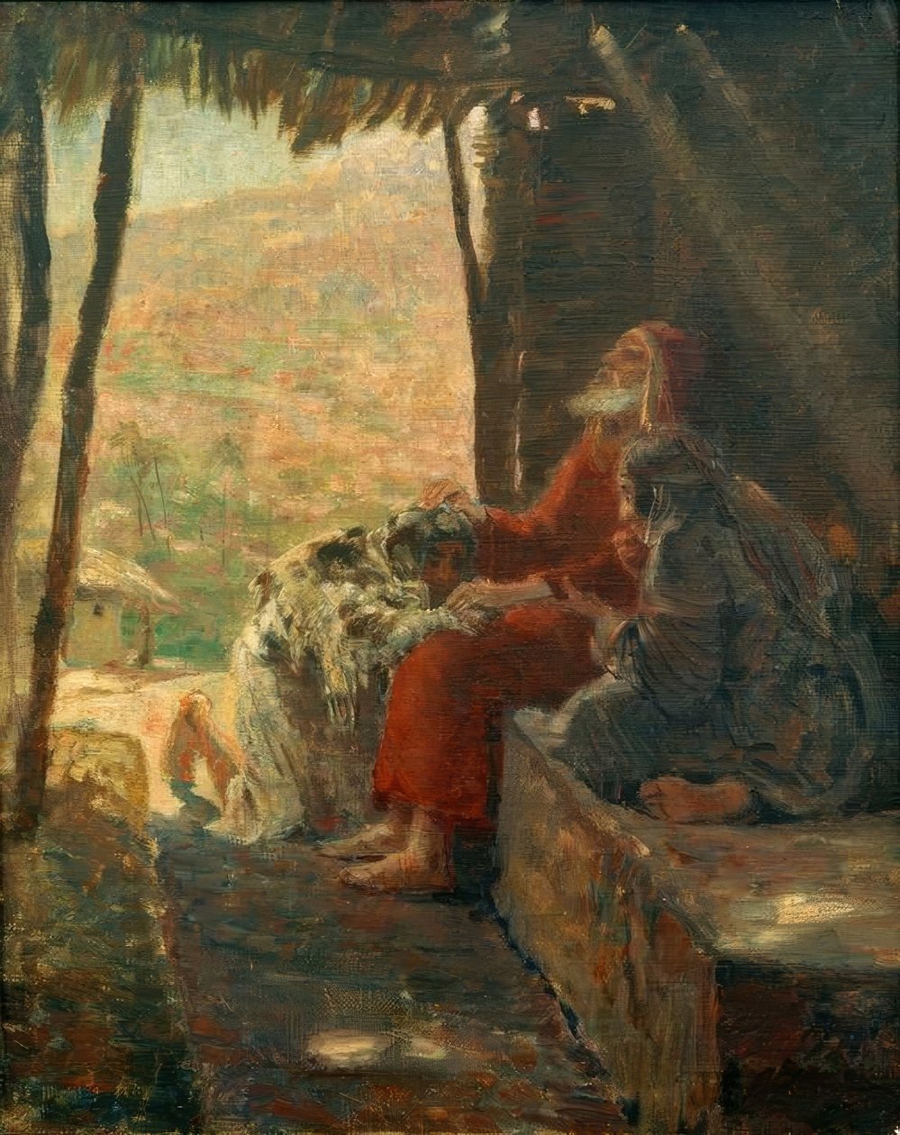 Isaak zegent Jakob door Ludwig von Hofmann