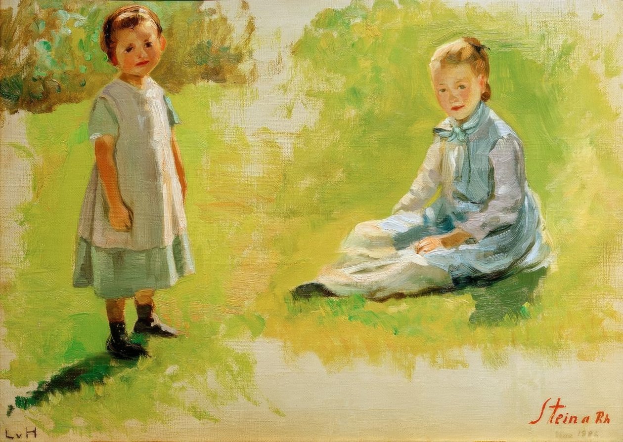 Dubbele kinderstudie door Ludwig von Hofmann