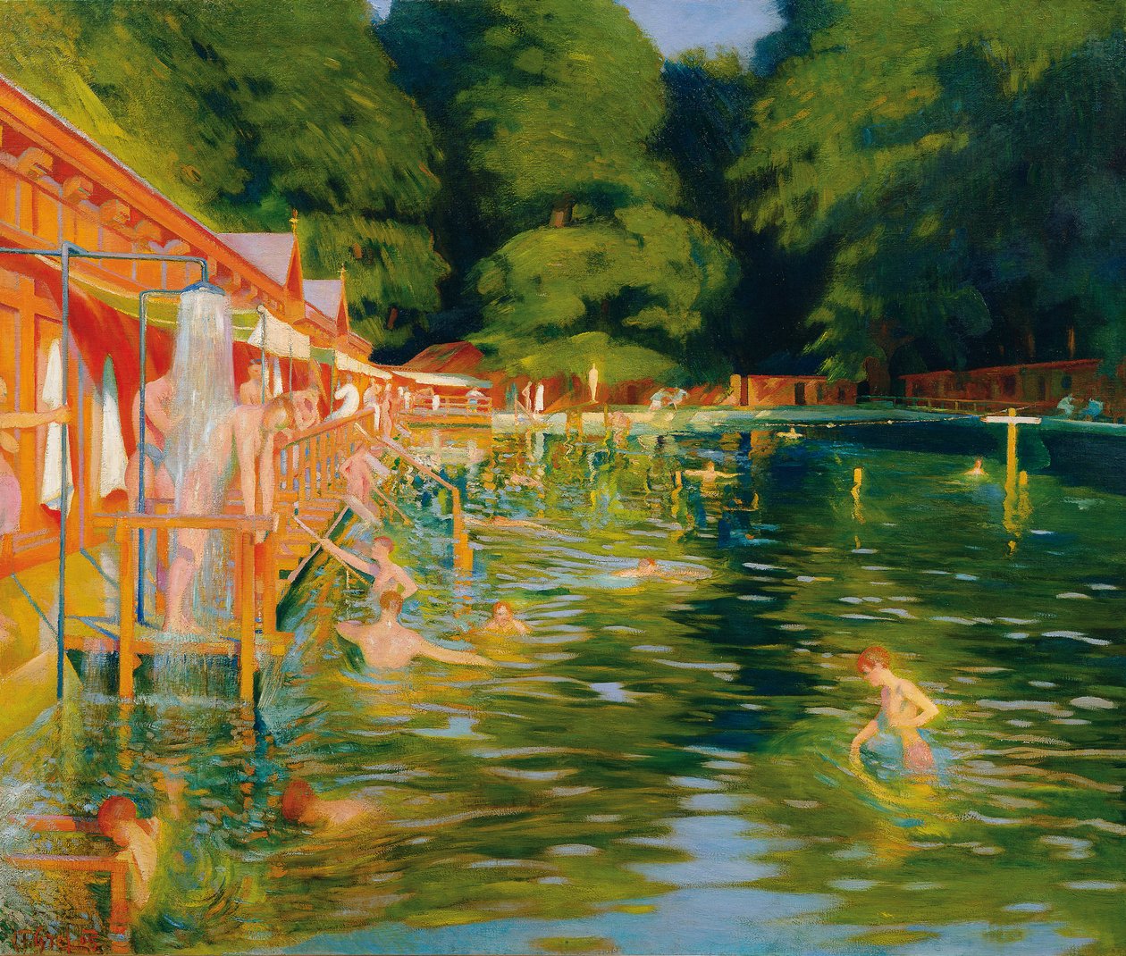 Zwembad, 1905 door Ludwig Ferdinand Graf