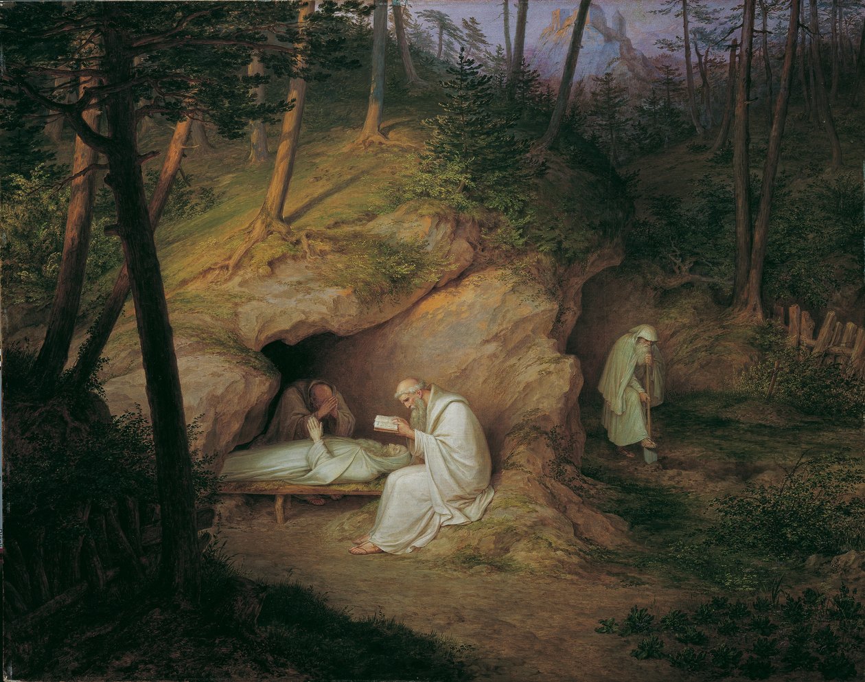 De dode kluizenaar door Ludwig Ferdinand Schnorr von Carolsfeld