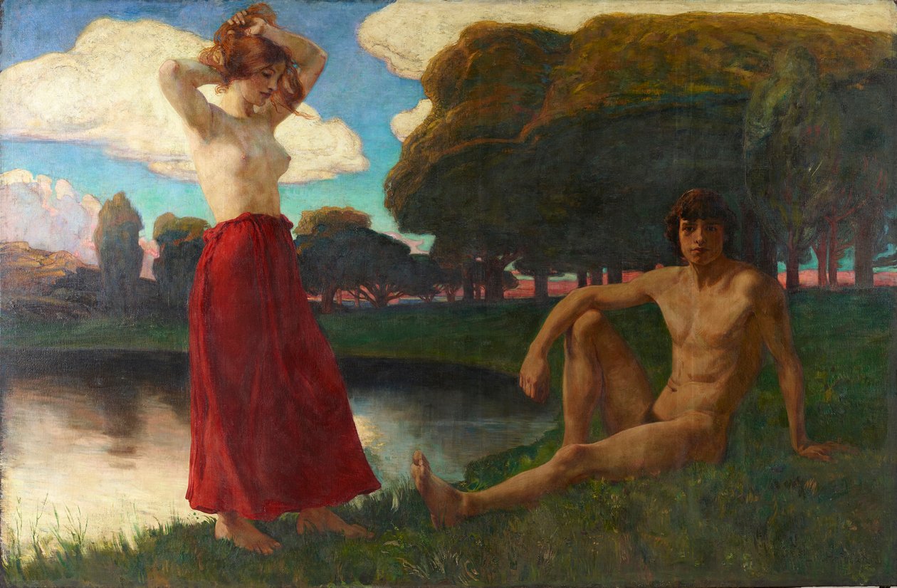 Idylle, 1894-1895 door Ludwig von Hofmann
