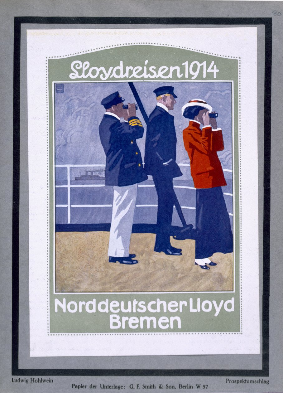 Poster met cruiseschipdek door Ludwig Hohlwein