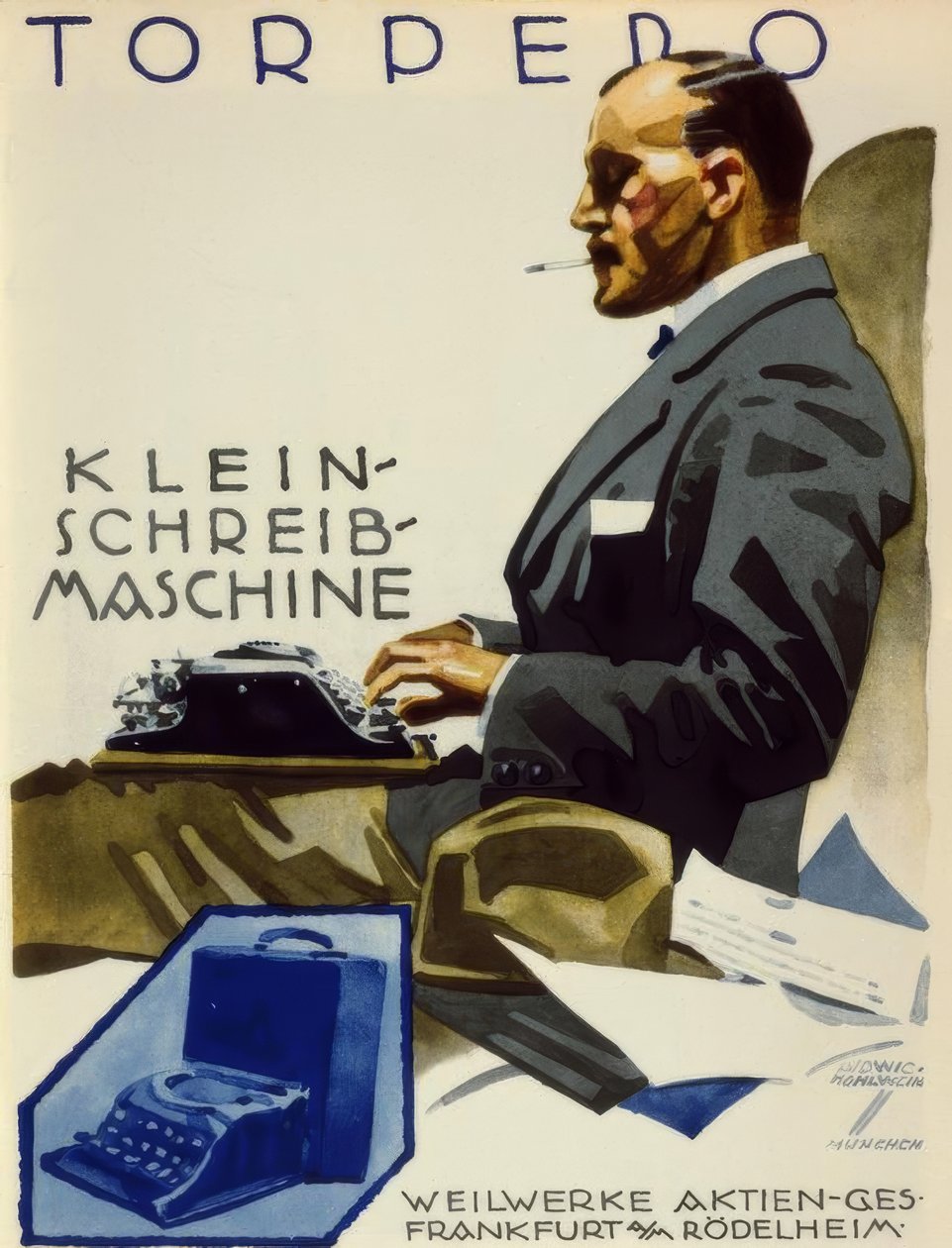 Torpedo Typemachine door Ludwig Hohlwein