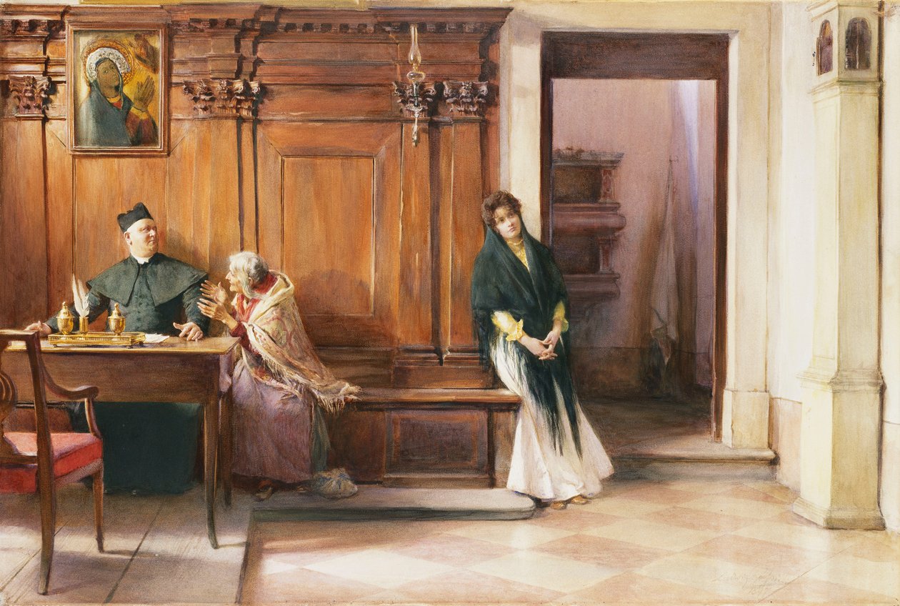 Een Geestelijke Interventie, 1897 door Ludwig Passini