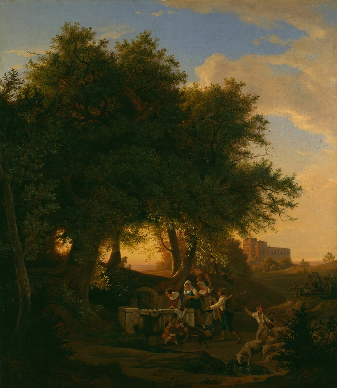 De Fontein bij Grottaferrata door Ludwig Richter