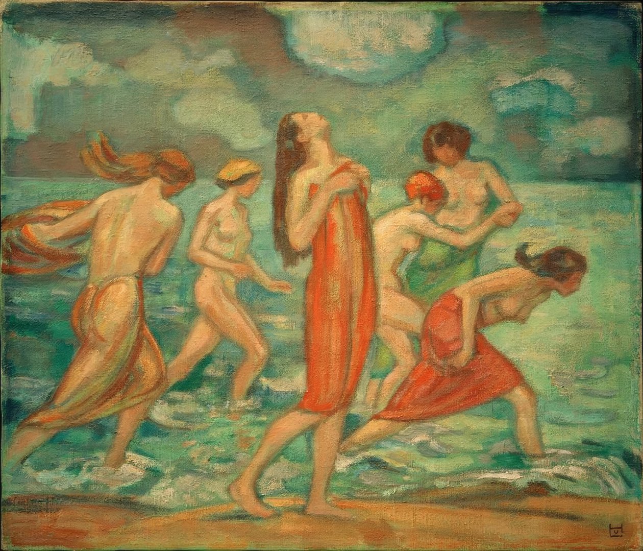 L. v. Hofmann, Badende Meisjes door Ludwig von Hofmann