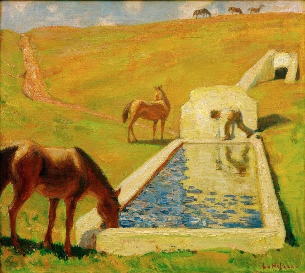 Drinkplaats in de Romeinse Campagna door Ludwig von Hofmann