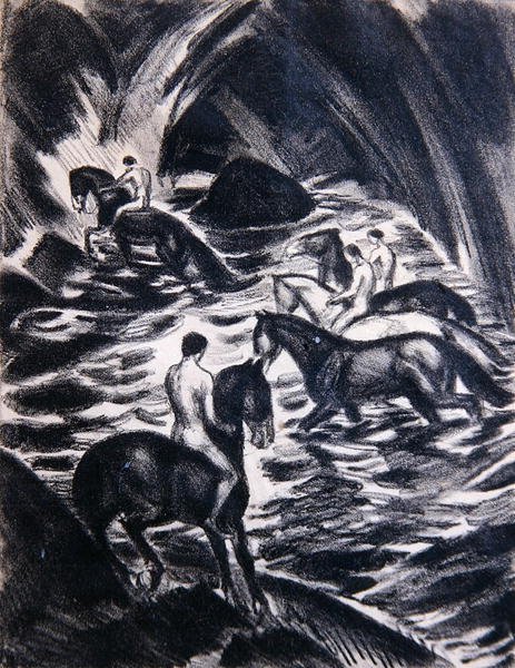 Jongeren rijden door Ludwig von Hofmann