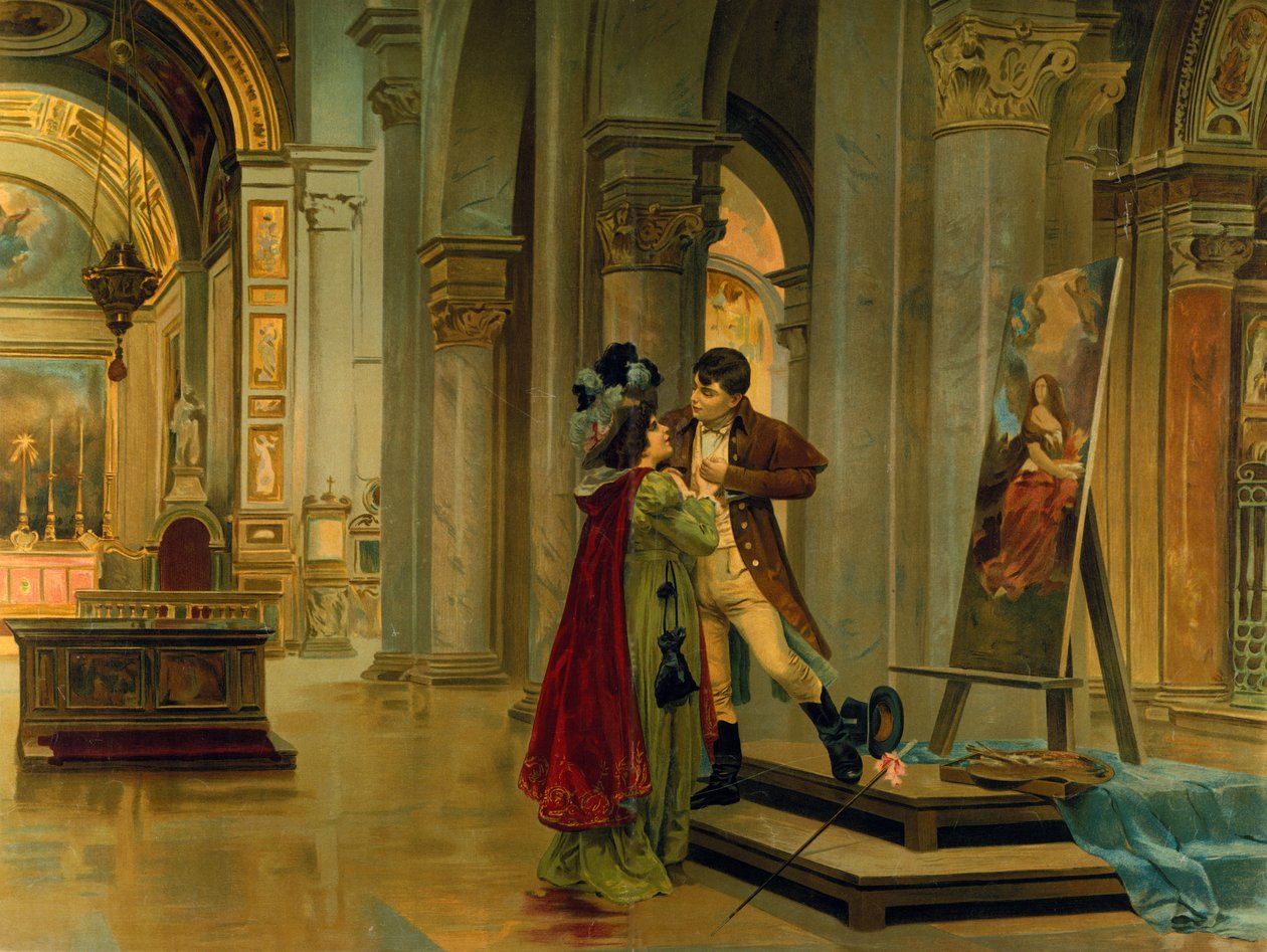 Scène uit Tosca van Giacomo Puccini door Luigi Morgari