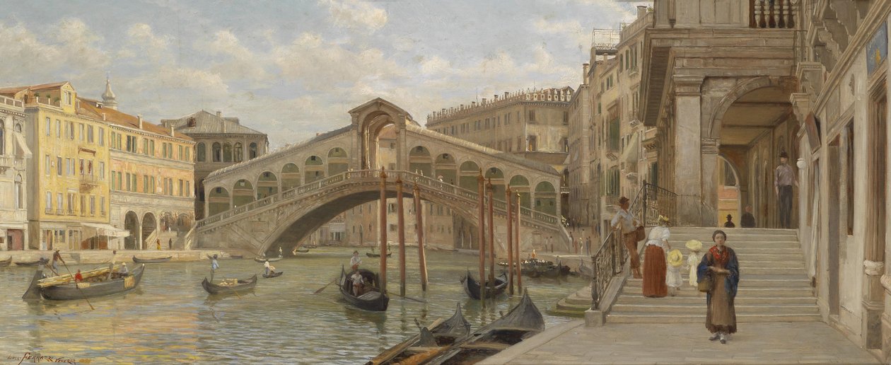Uitzicht op de Rialtobrug, Venetië door Luigi Ferrazzi
