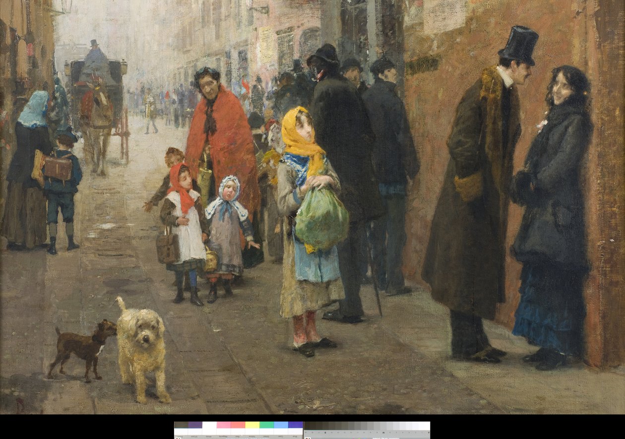 Een straat in Milaan, 1881 door Luigi Rossi