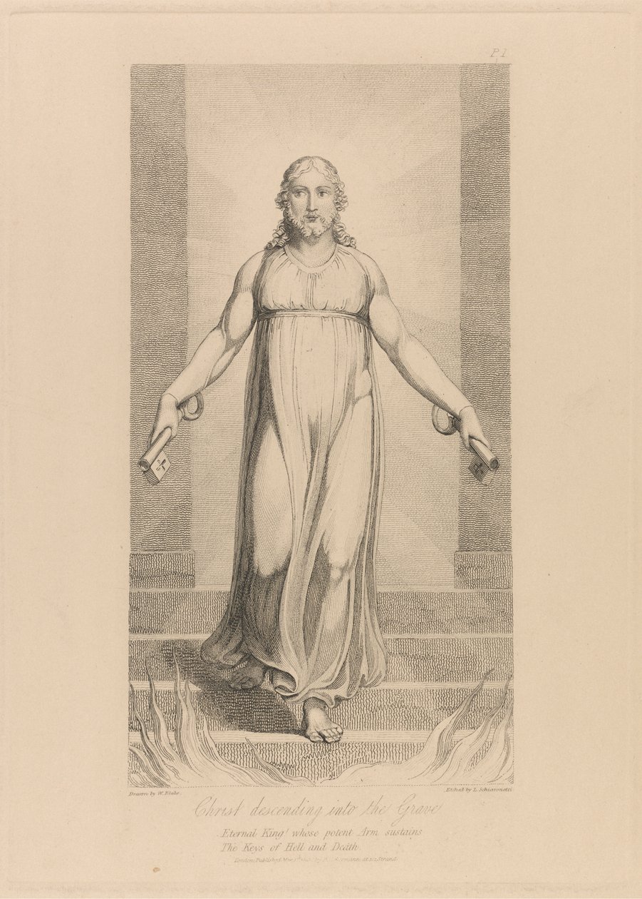 Christus daalt af in het graf door Luigi Schiavonetti