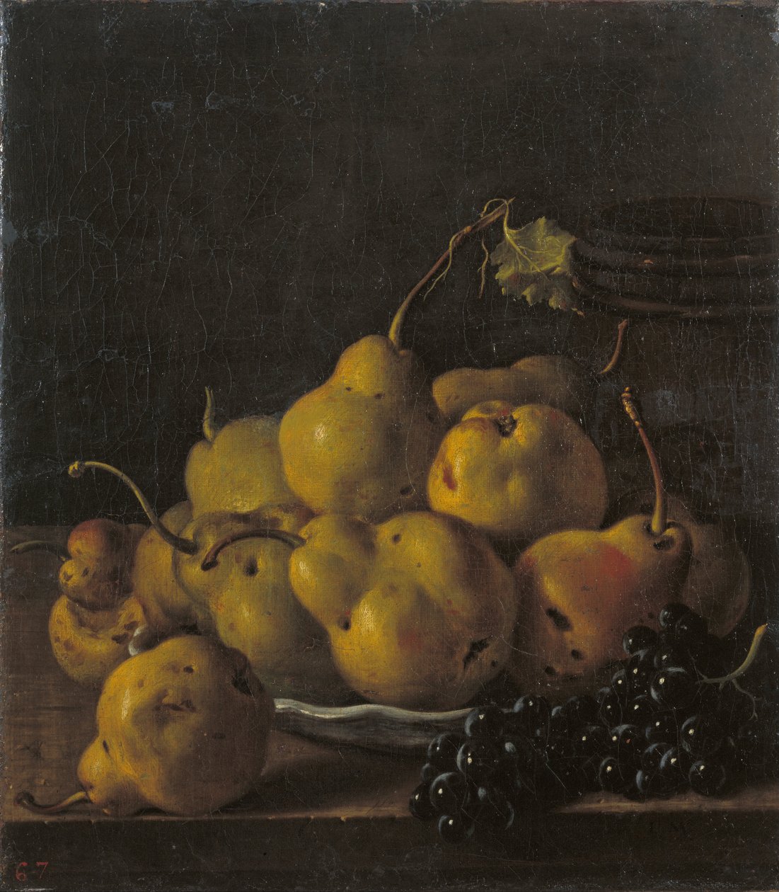 Stilleven met peren en druiven door Luis Egidio Melendez