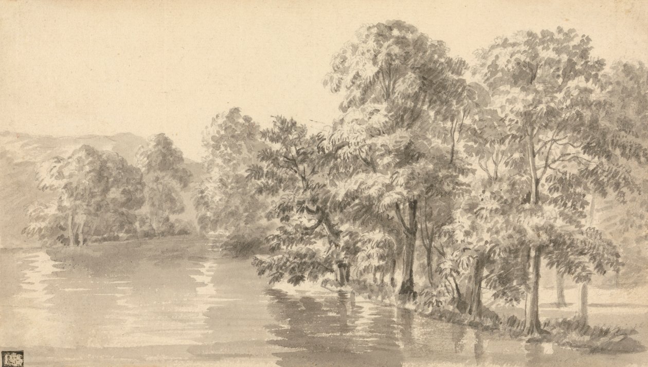 Bomen bij een meer door Luke Sullivan