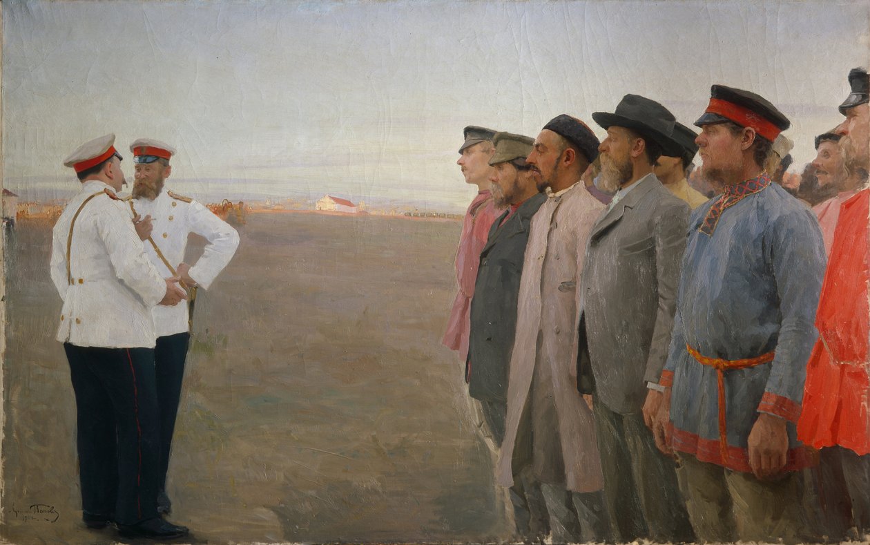 De rekrutering, 1904 door Lukjan Vasilievich Popov