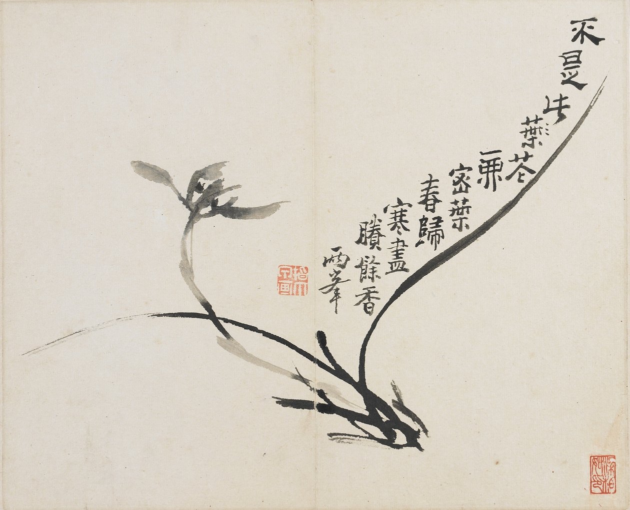 Landschappen, bloemen en vogels: Orchidee, Qing-dynastie, 1780 door Luo Ping