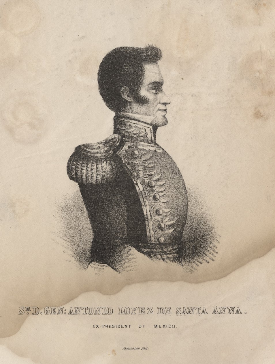 Sr. D. Gen. Antonio Lopez de Santa Anna, litho door Thomas Sinclair door M. Schmitz