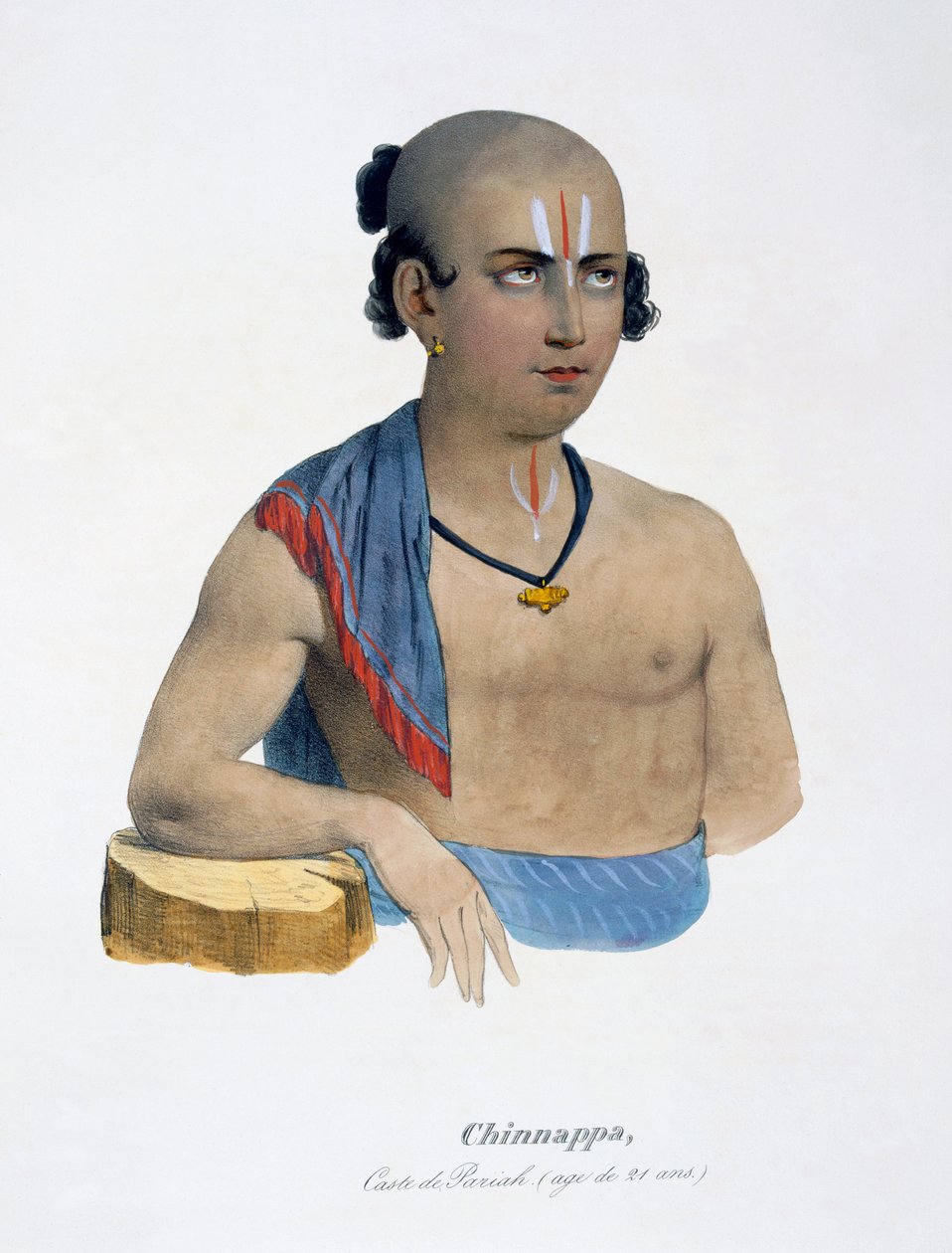 Chinnappa van de Paraiyar kaste, 21 jaar oud, 1827-35 door M.E. Burnouf