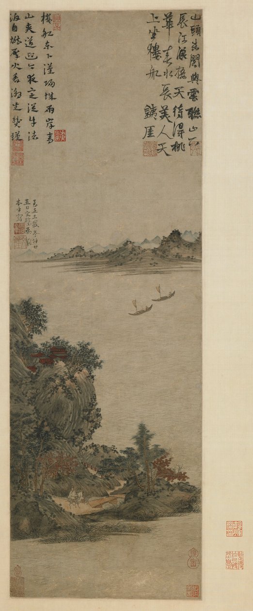 Landschap in de lente, Yuan tot Ming-dynastie, 1343, of later door Ma Wan