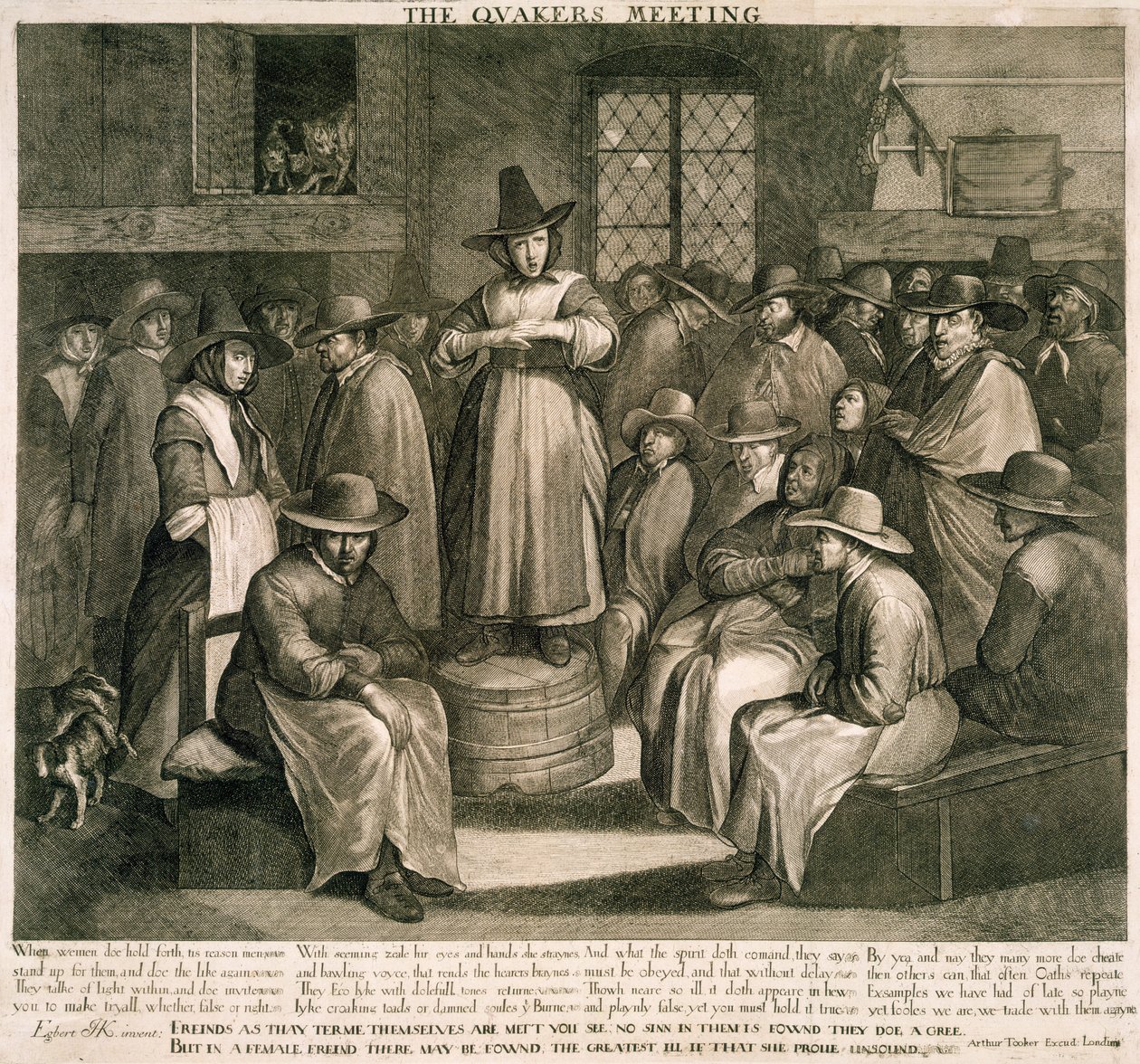 De Quaker Bijeenkomst door Maarten van (after) Heemskerck