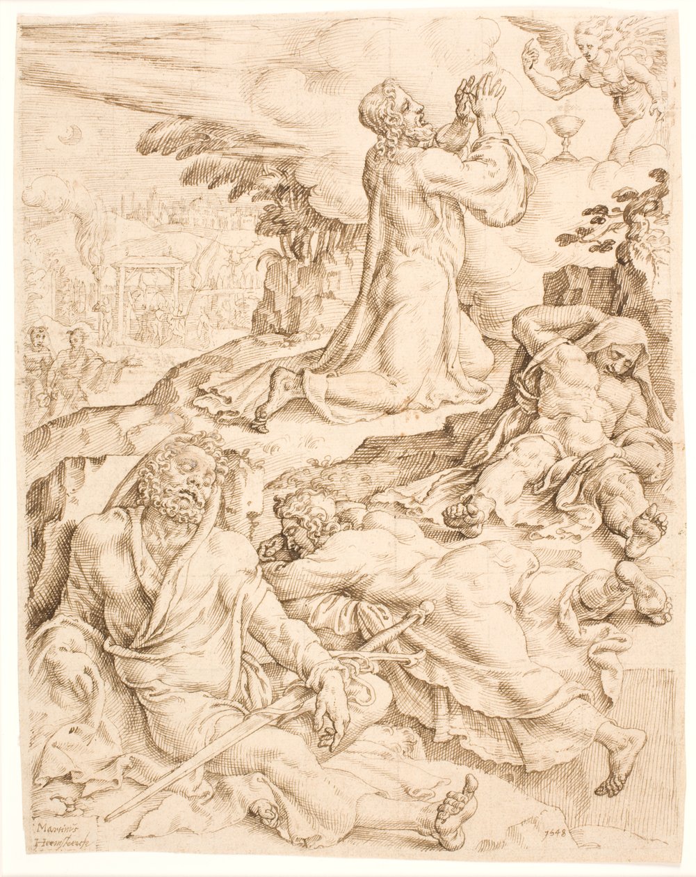 Christus op de Olijfberg door Maarten van Heemskerck