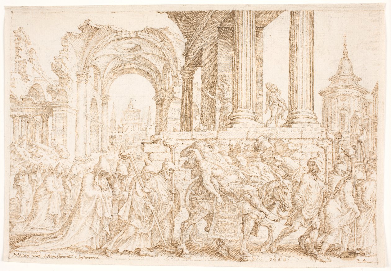 Samsoms begrafenis door Maarten van Heemskerck
