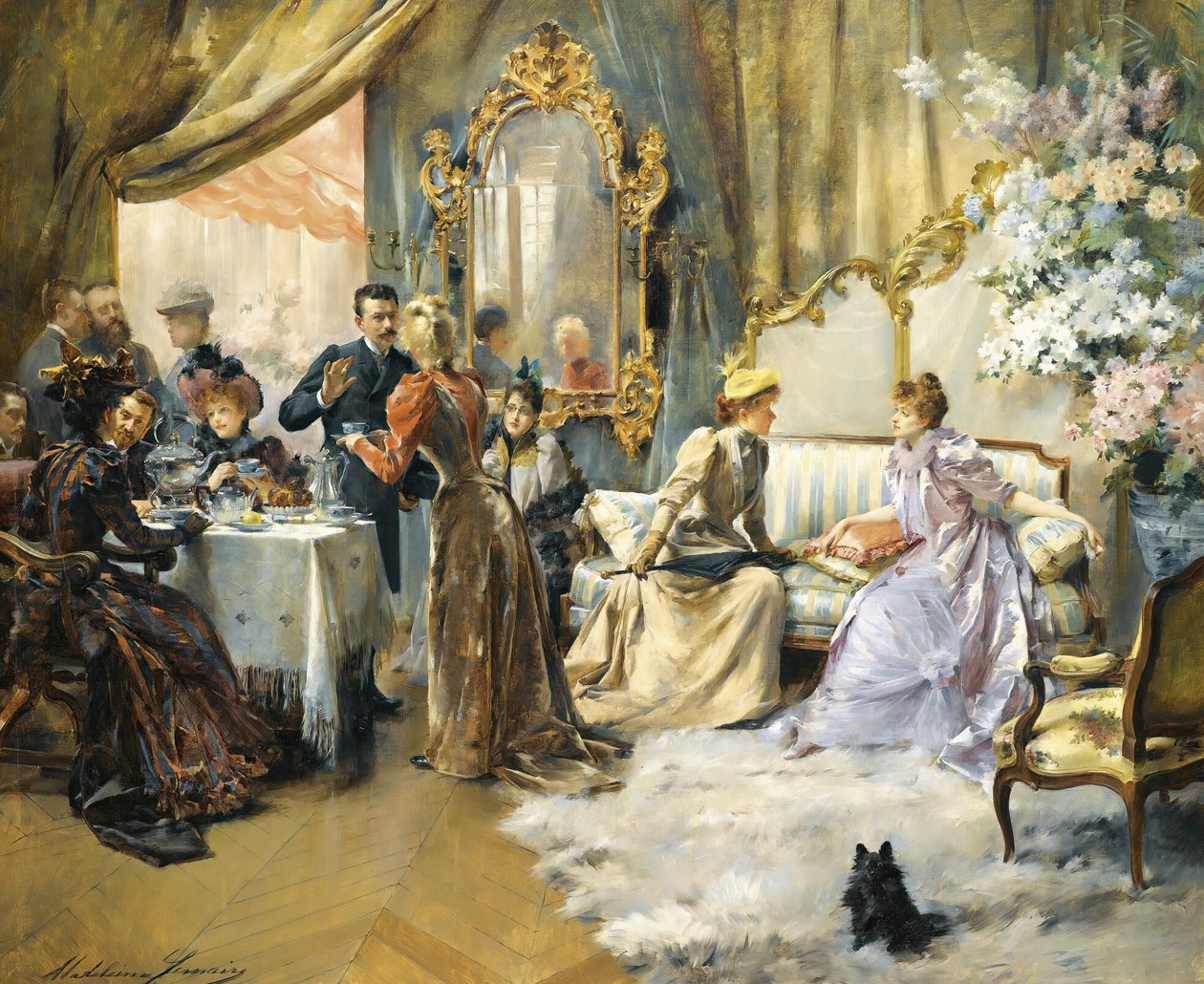Le Gouter Au Salon Du Peintre door Madeleine Lemaire