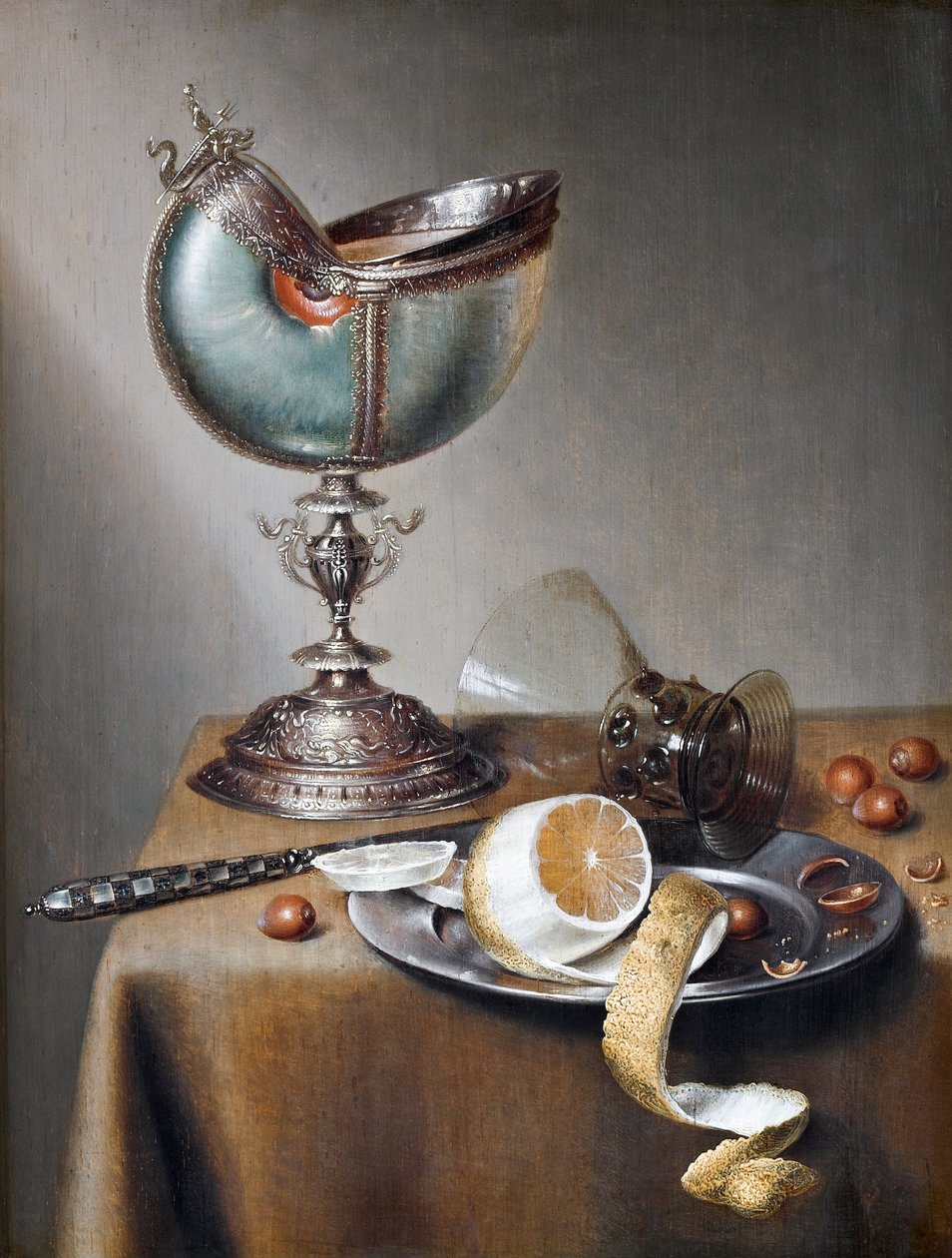 Stilleven met Nautilusbeker, c.1650 door Maerten Boelema de Stomme