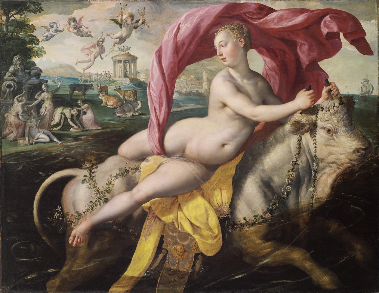 De Ontvoering van Europa, ca. 1590 door Maerten Vos de
