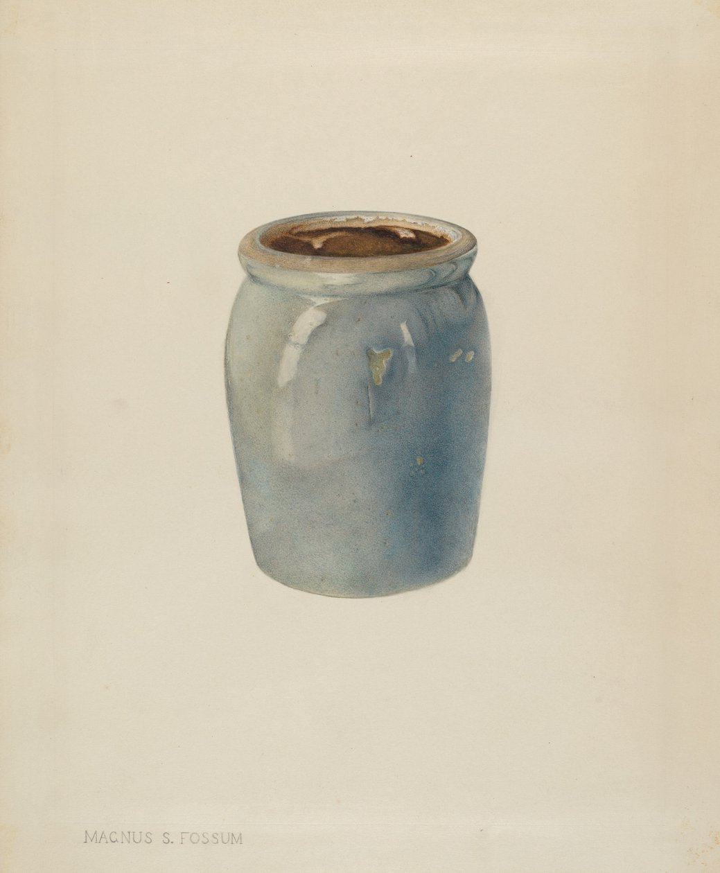 Aardewerk jam pot, ca. 1938 door Magnus S. Fossum