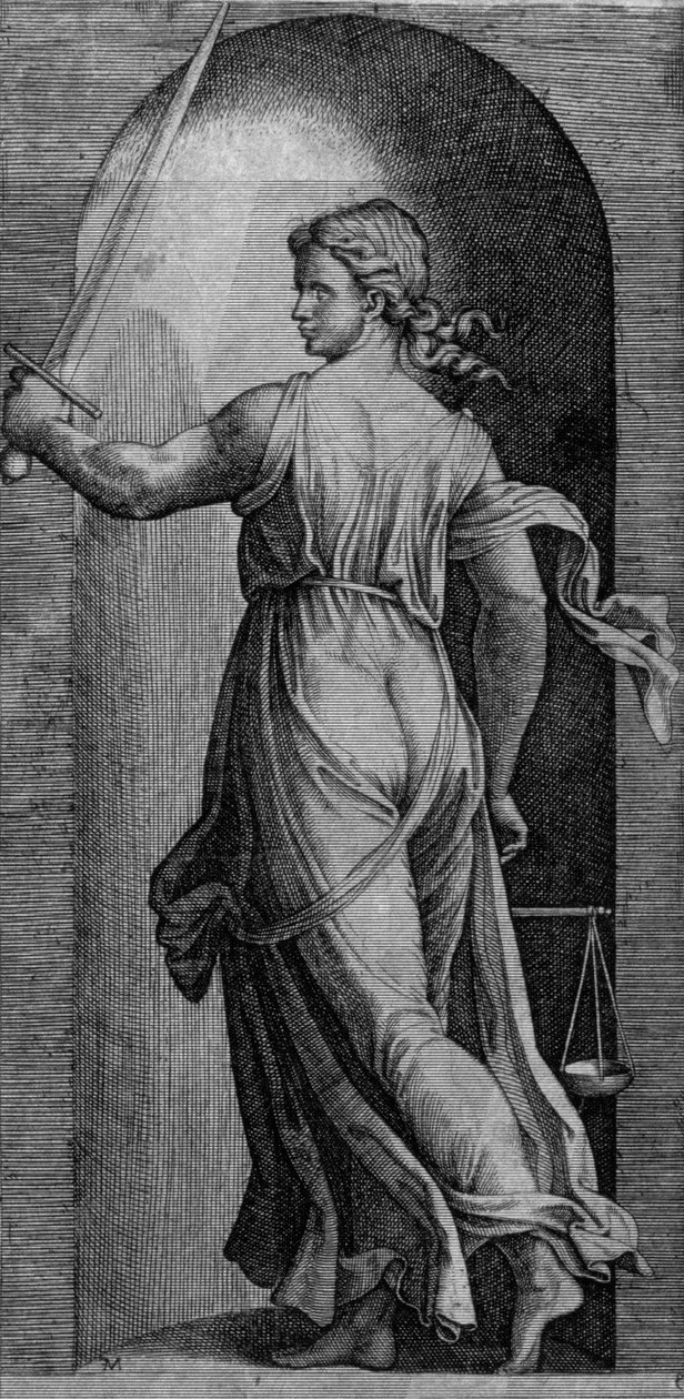Gerechtigheid door Marcantonio Raimondi