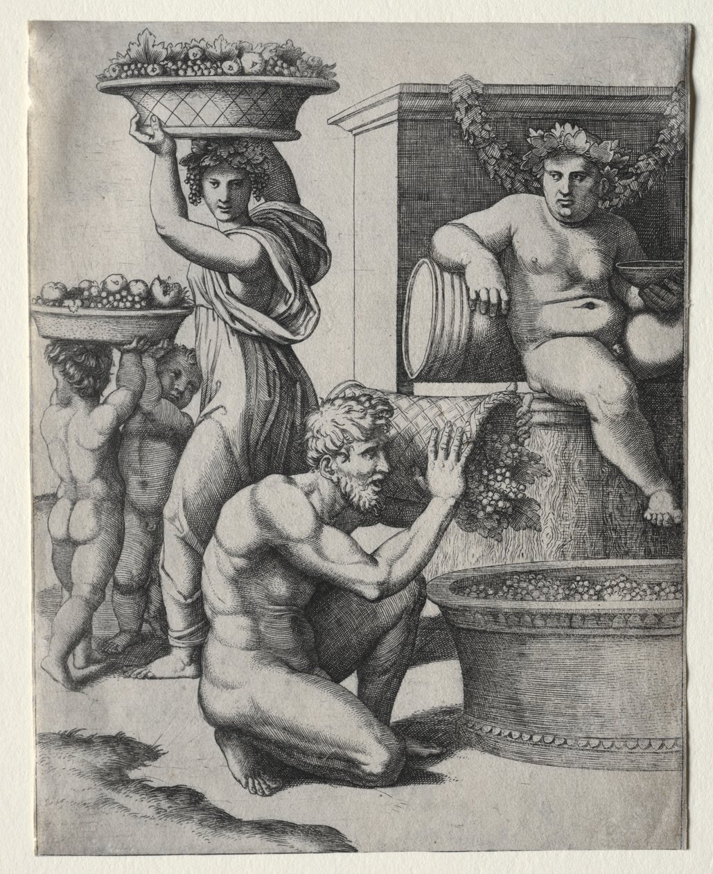 De wijnpers door Marcantonio Raimondi