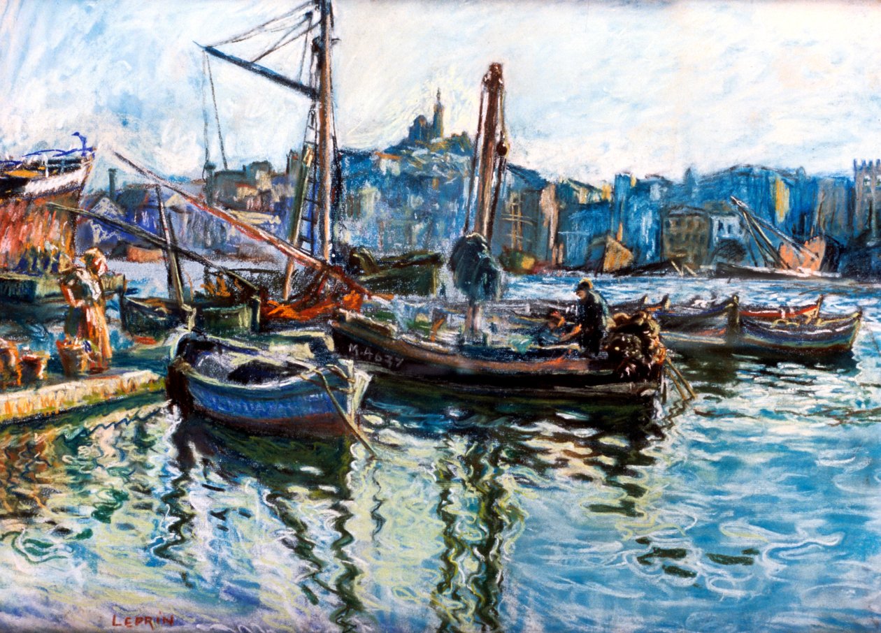 De haven van Marseille, c1920 door Marcel Leprin