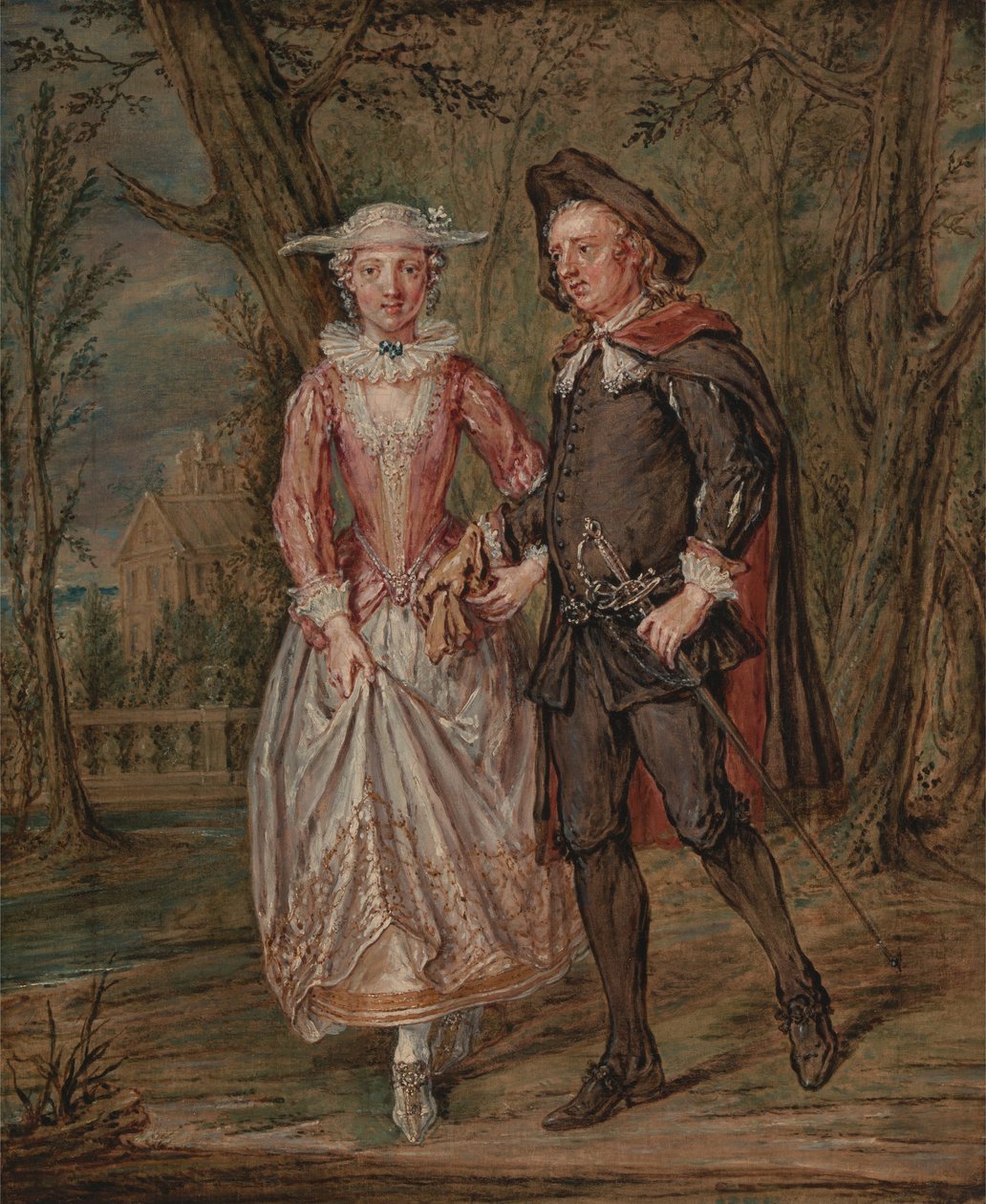 Geliefden in een park door Marcellus Laroon the Younger