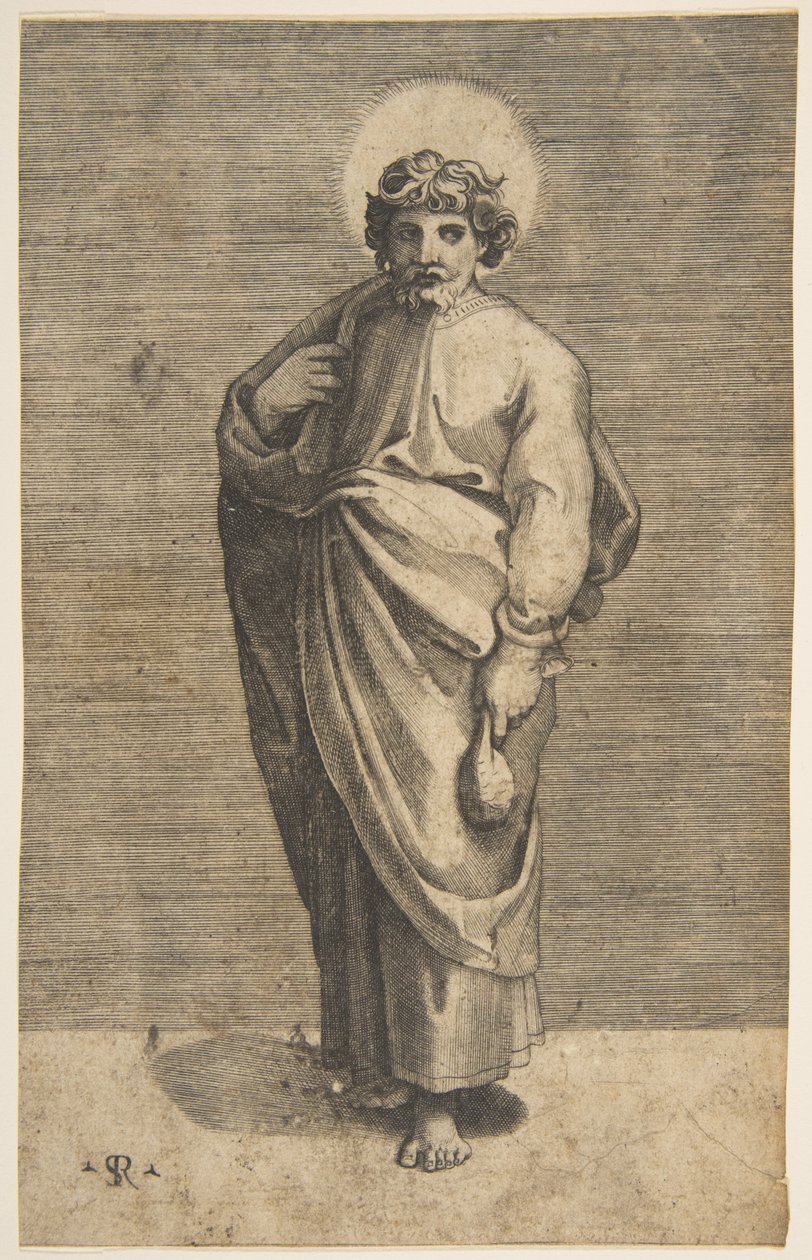 Sint Mattheüs met een buidel door Marco Dente