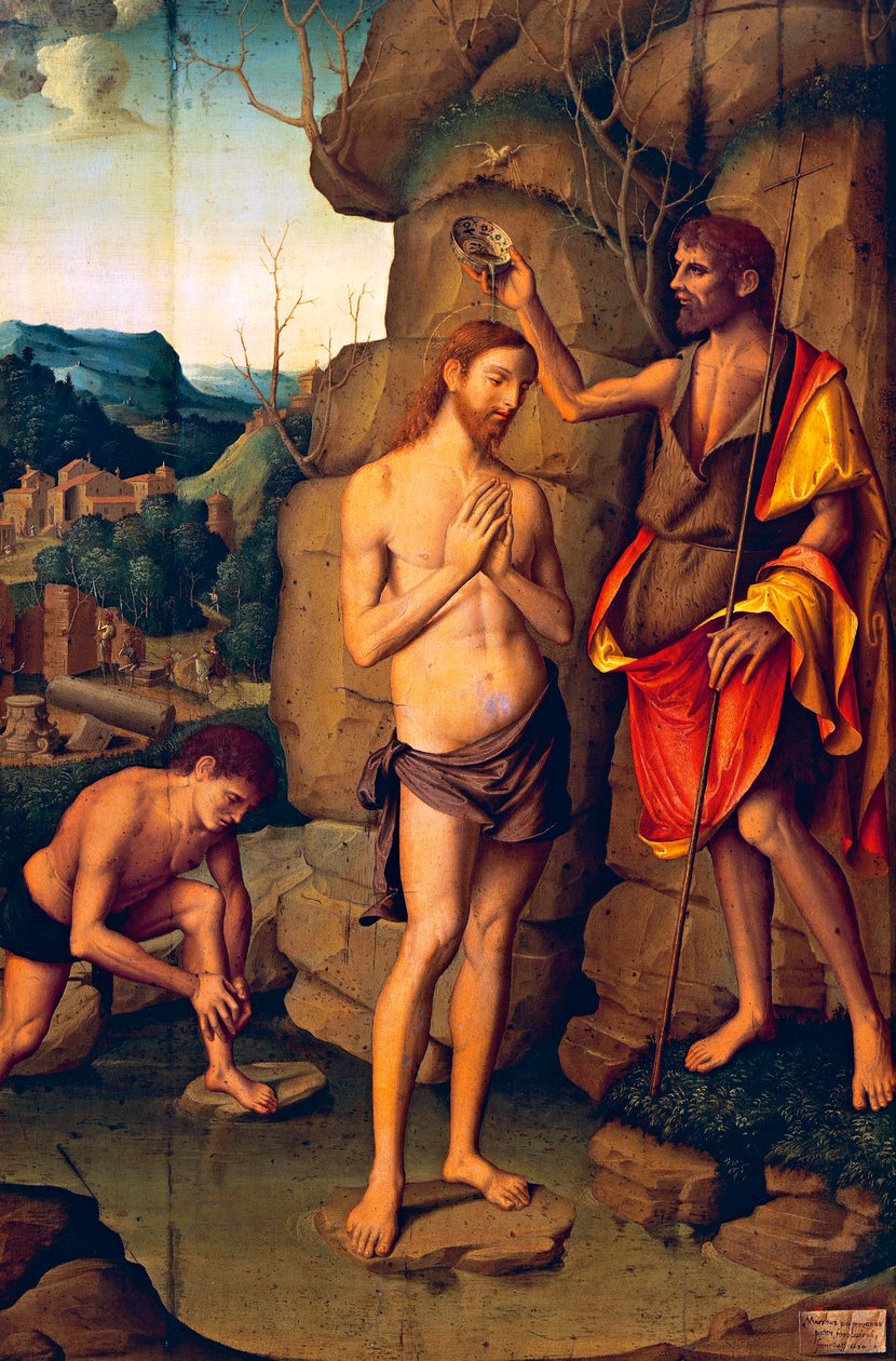 Paneel met de Doop van Christus door Marco Palmezzano