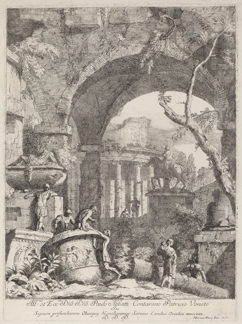 Capriccio: Ruïnes door Marco Ricci