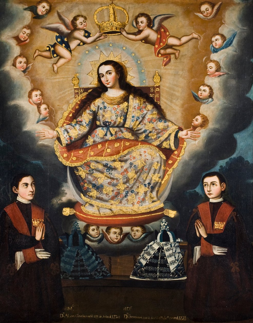 Zittende Madonna met afstuderen van de García broers door Marcos Zapata y taller