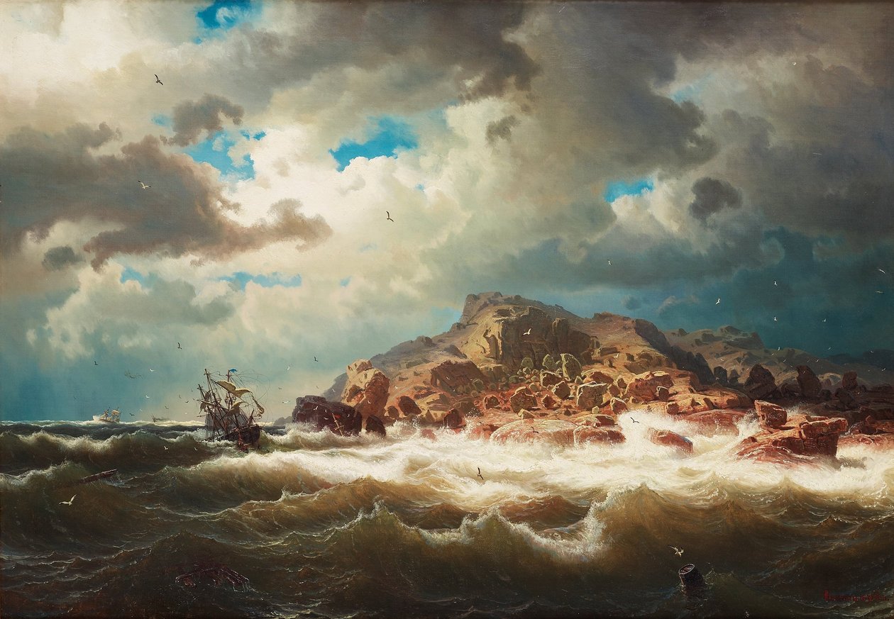 Schip aan de kust door Marcus Larson