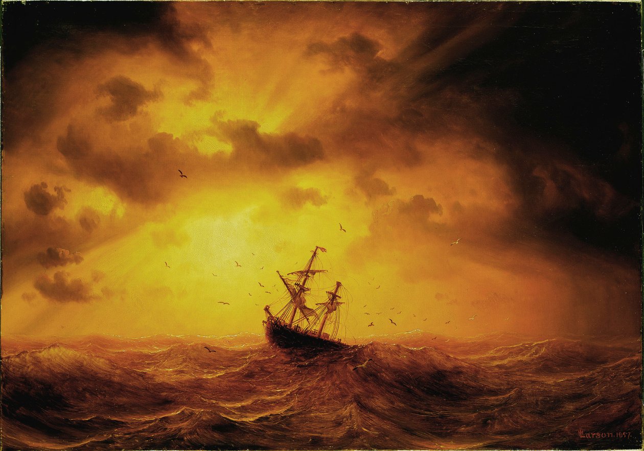 Marcus Larson - Storm op zee door Marcus Larson