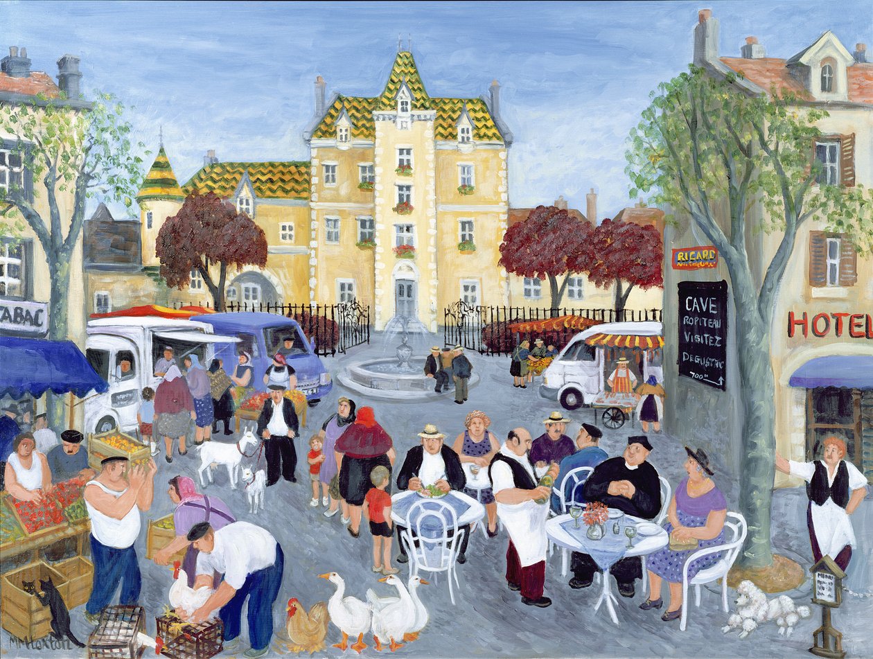 Stadsplein in Bourgondië door Margaret Loxton