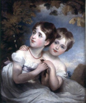 Twee Meisjes met een Vogel door Margaret Sarah Carpenter