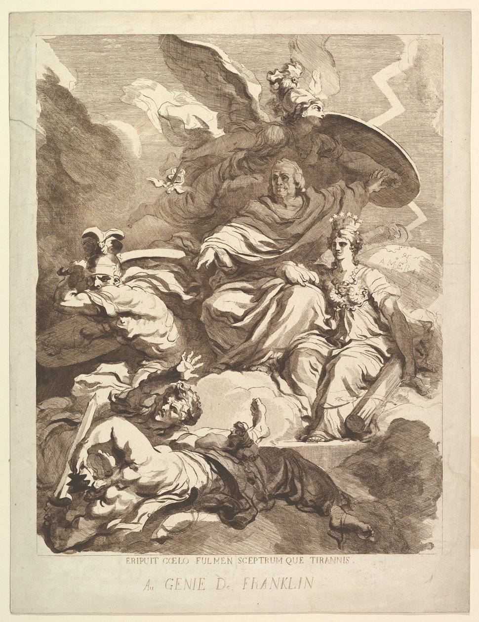 Aan de genius van Franklin, 1779 door Marguerite Gerard