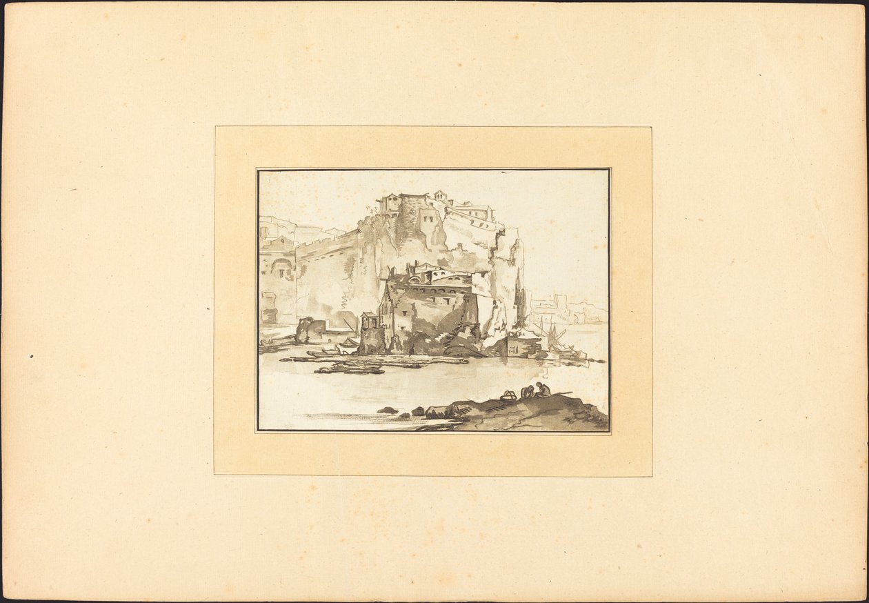 Middellandse Zee landschap door Maria Catharina Prestel after Thomas Wyck