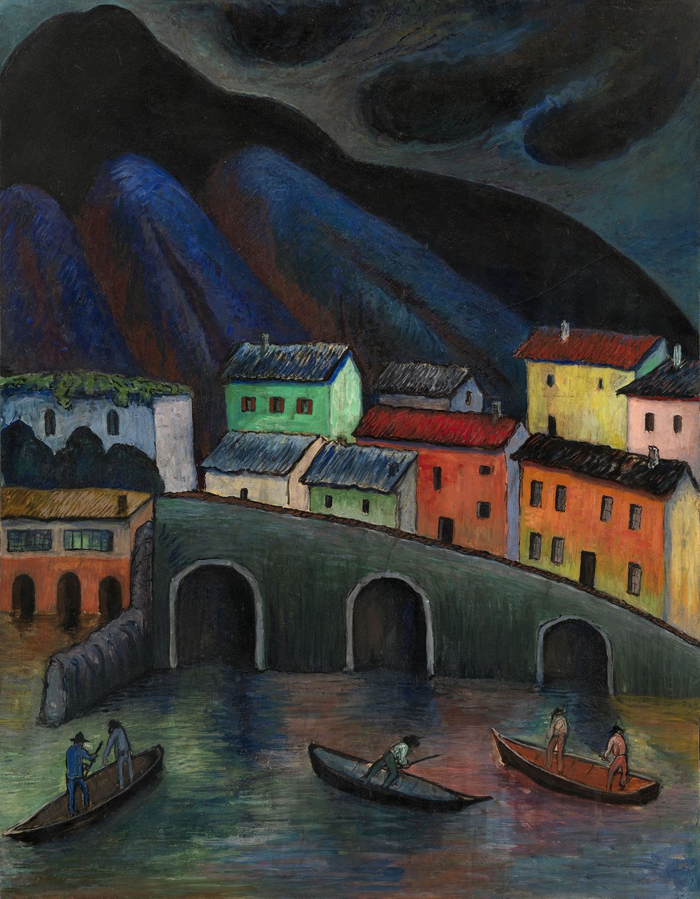 Nachtvissen in Ascona, 1920s-1930s door Marianne von Werefkin