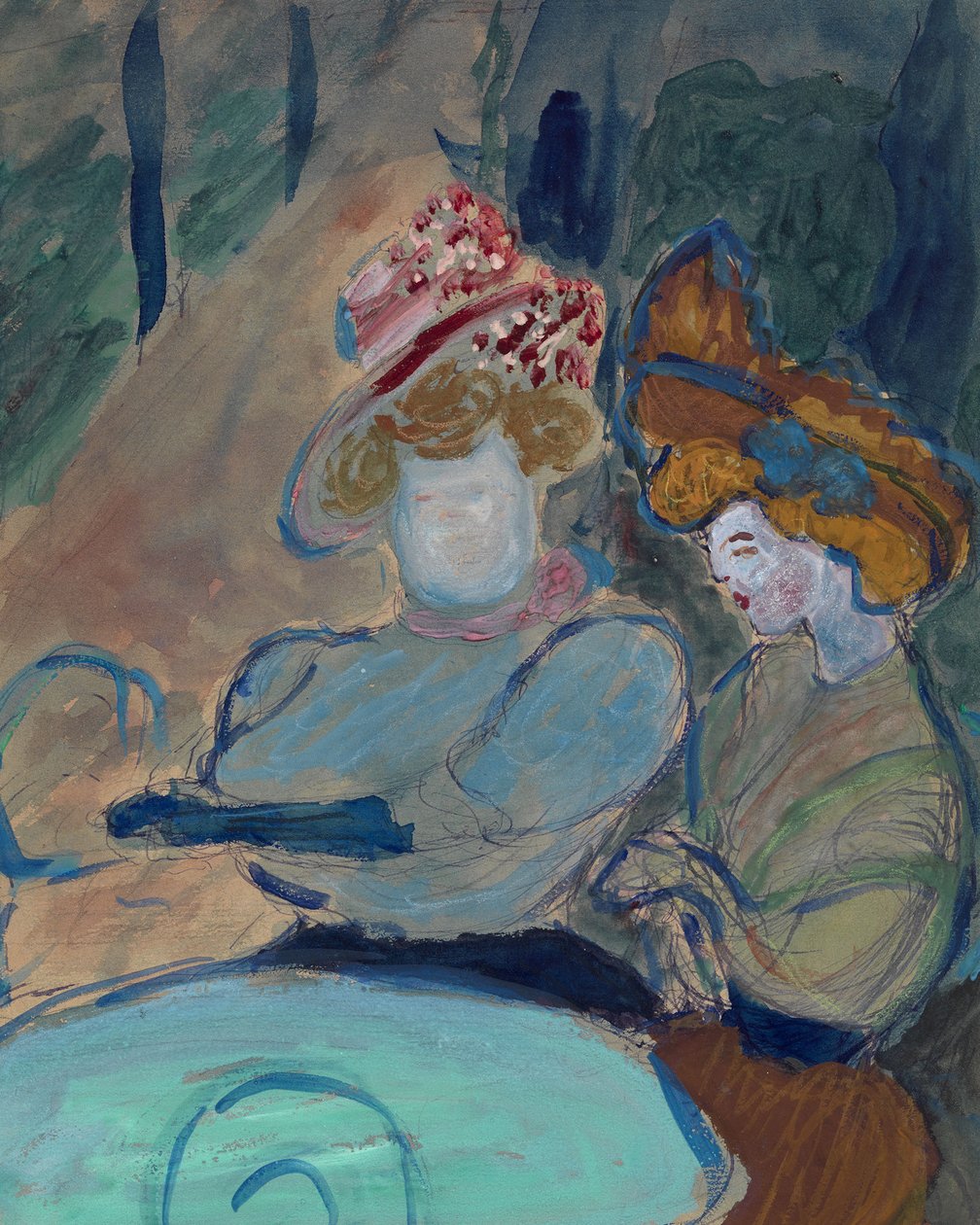 Twee vrouwen in een straatcafé door Marianne von Werefkin
