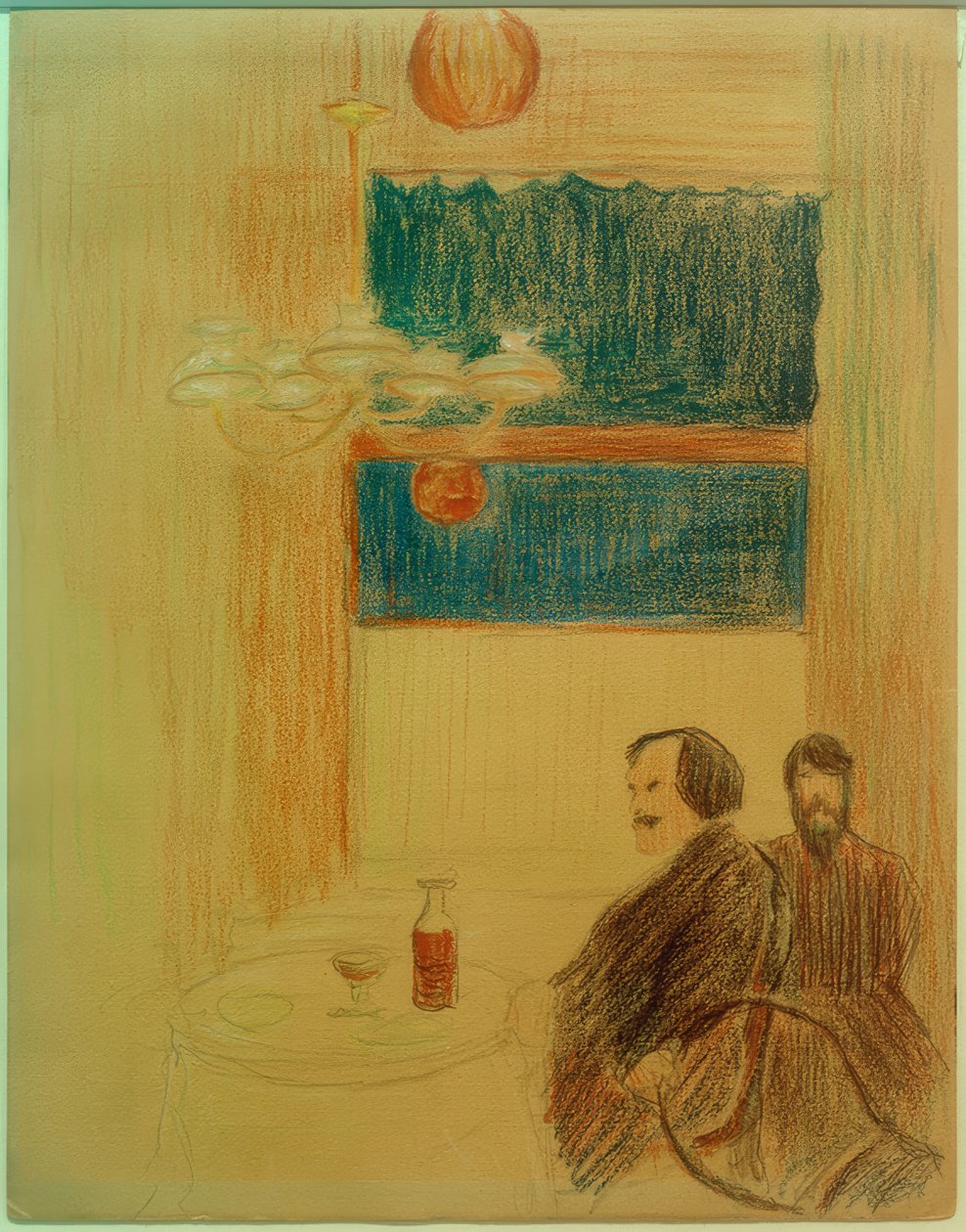 Twee mannen in het lokaal door Marianne von Werefkin