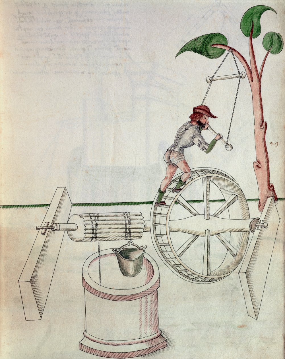 Man die een Wielgedreven Put in Beweging Brengt, illustratie uit 